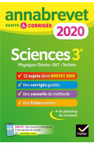 Annales du brevet annabrevet 2020 sciences (physique-chimie svt technologie) 3e - 54 sujets corriges
