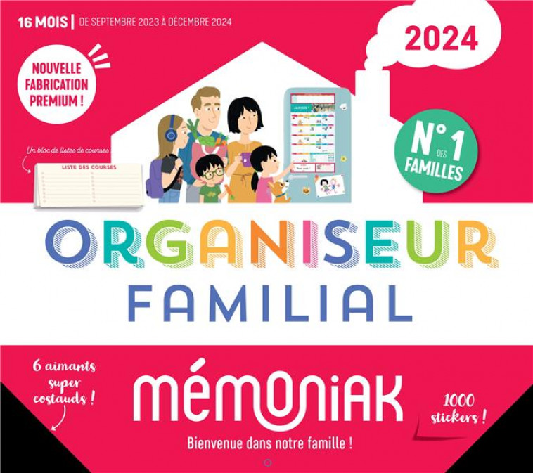 ORGANISEUR FAMILIAL MEMONIAK 2024, CALENDRIER ORGANISATION FAMILIAL MENSUEL (SEPT. 2023- DEC. 2024) - NESK - NC