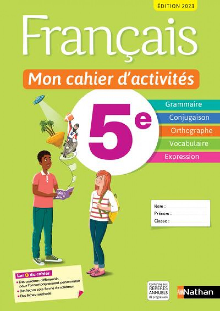 FRANCAIS- MON CAHIER D'ACTIVITES 5E - 2023 - CALLET/CHIFFRE - CLE INTERNAT