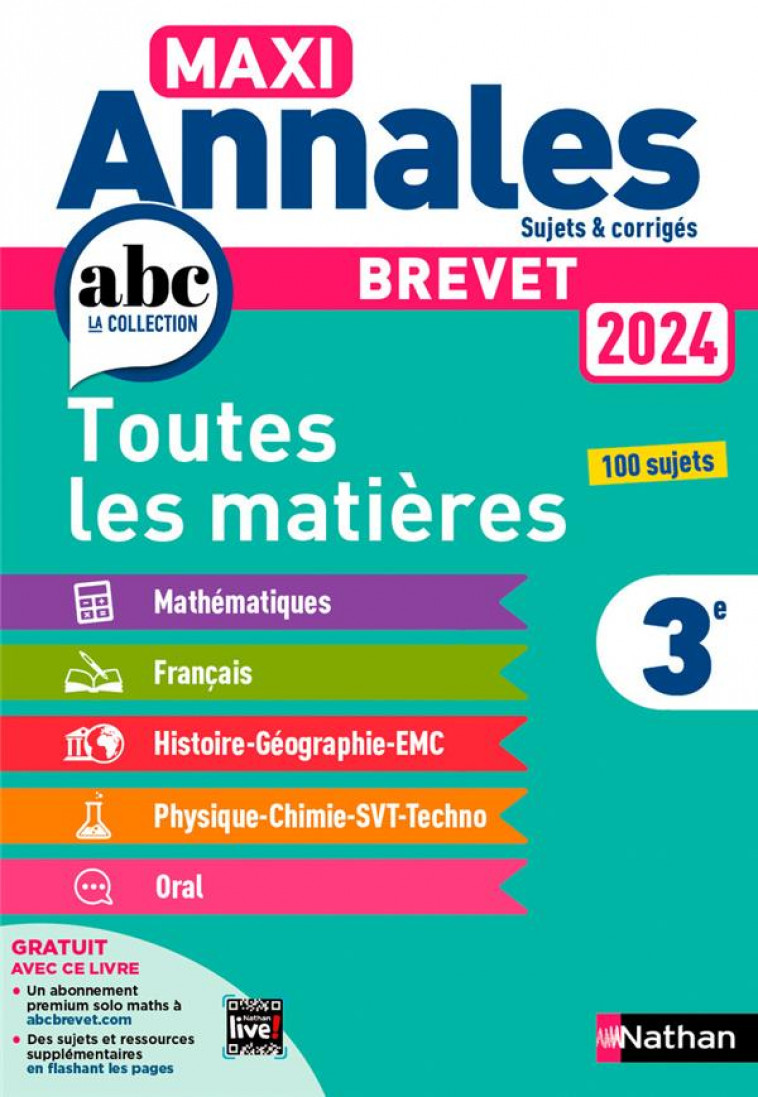 MAXI ANNALES ABC DU BREVET : TOUTES LES MATIERES  -  3E (EDITION 2024) - BOUHOURS, THOMAS  - CLE INTERNAT